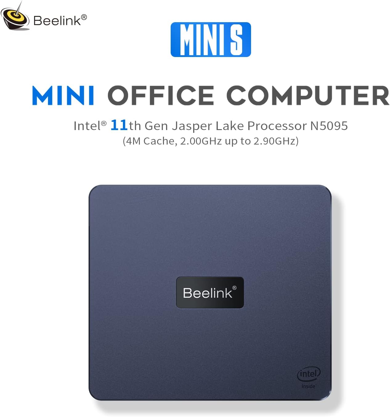 Beelink New 11 Generation Intel N5095 Processor (up to 2.9GHZ), Mini PC,Mini Computer with 8GB DDR4 RAM/ 256GB M.2 SATA SSD, Supports Extended HDD & SSD/4K 60FPS/Dual HDMI/ WiFi5 /BT5.0