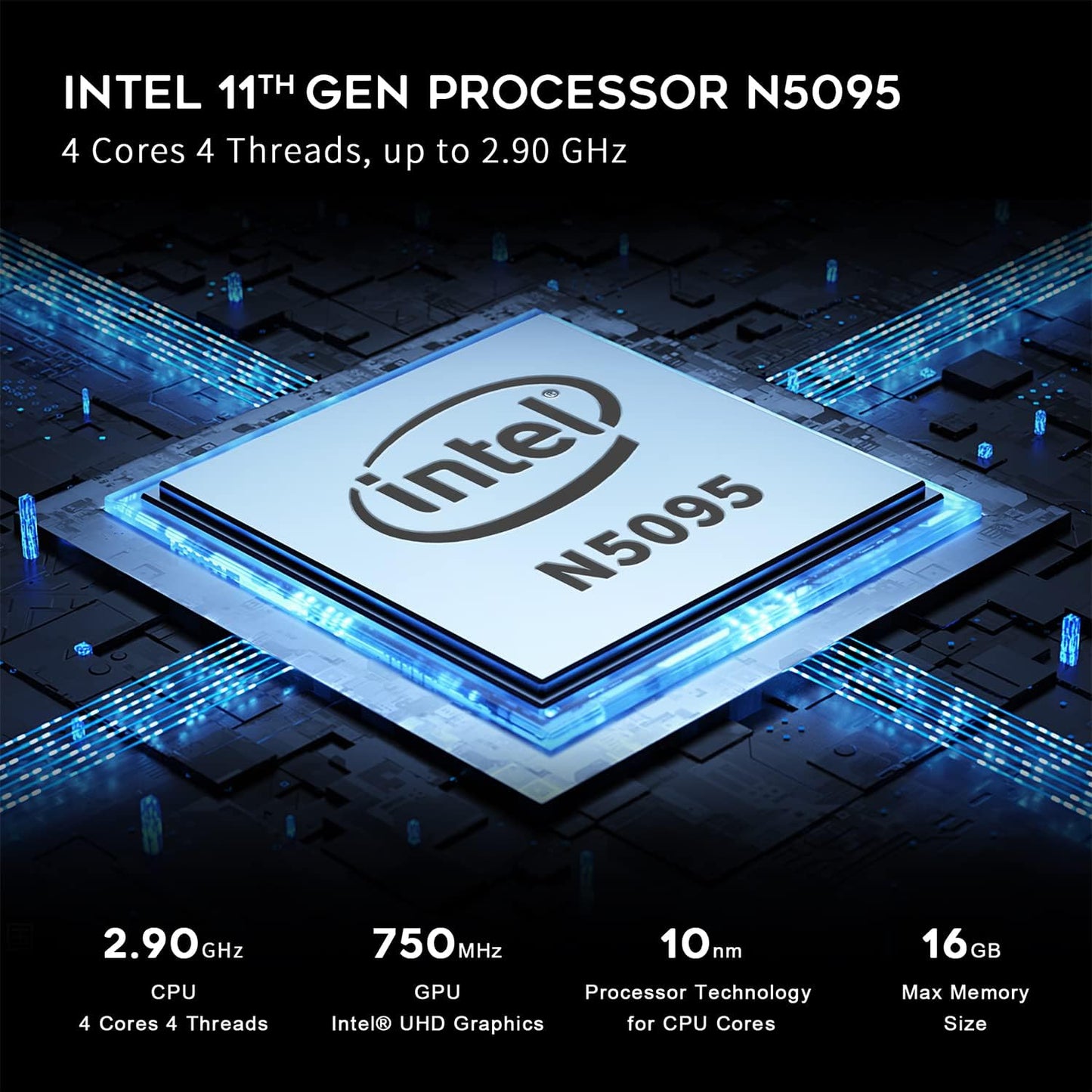 Beelink New 11 Generation Intel N5095 Processor (up to 2.9GHZ), Mini PC,Mini Computer with 8GB DDR4 RAM/ 256GB M.2 SATA SSD, Supports Extended HDD & SSD/4K 60FPS/Dual HDMI/ WiFi5 /BT5.0
