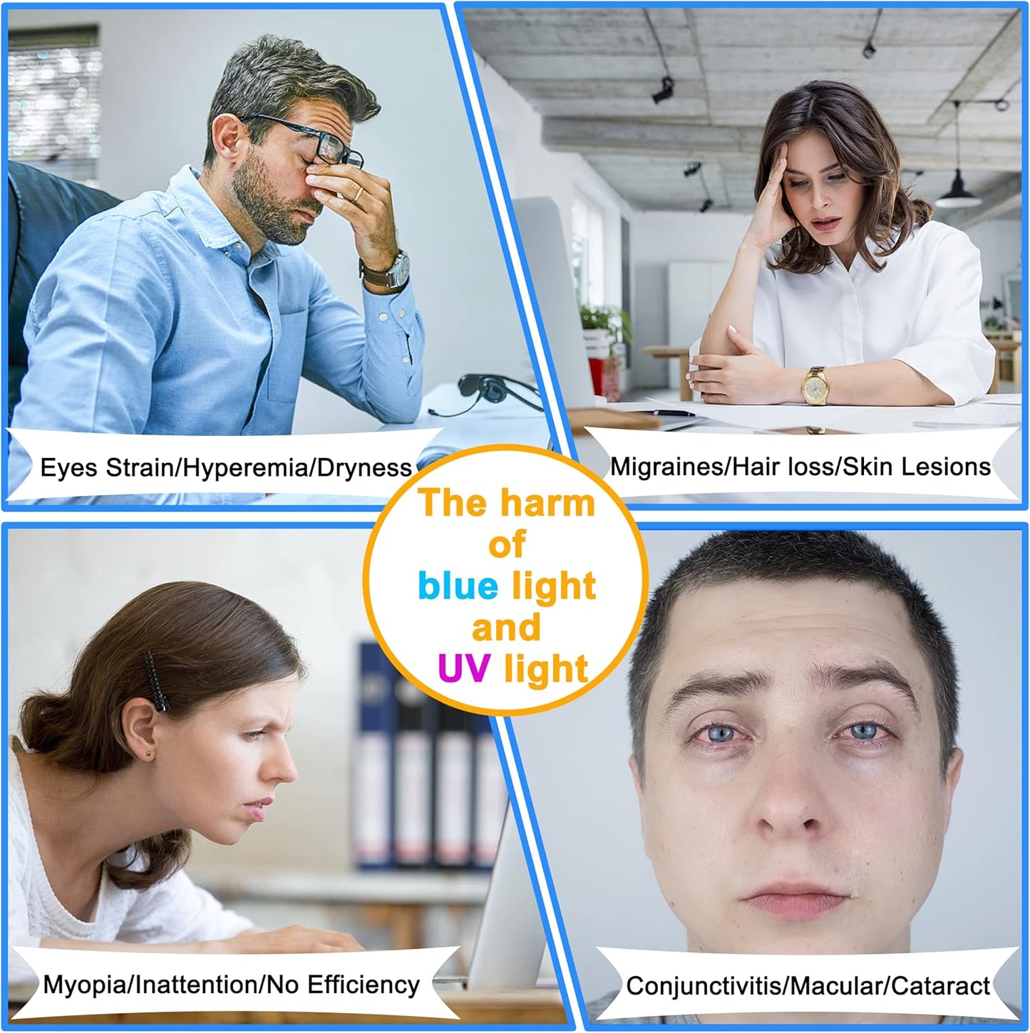 ZYY 23-24 Inch Anti Blue Light Screen Protector for Diagonal 23,23.6,23.8,24 Monitor, Desktop PC UV Blocking Filter (21 1/4 x 13 3/8) for Eye Strain, Hanging Computer Screen Blue Light Blocker