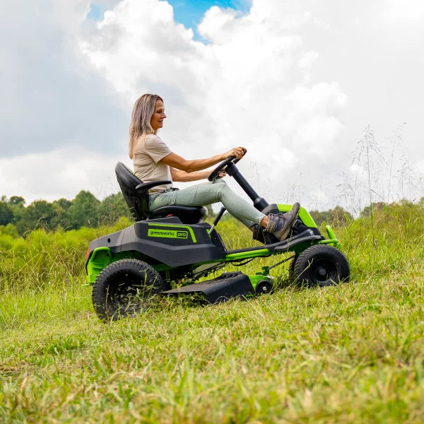 Greenworks 80V 42" Riding Lawn Tractor With 12 4AH Batteries and Bagger Attachment