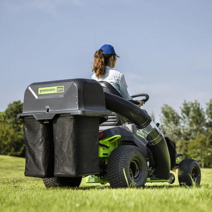 Greenworks 80V 42" Riding Lawn Tractor With 12 4AH Batteries and Bagger Attachment