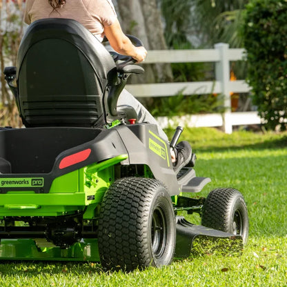 Greenworks 80V 42" Riding Lawn Tractor With 12 4AH Batteries and Bagger Attachment