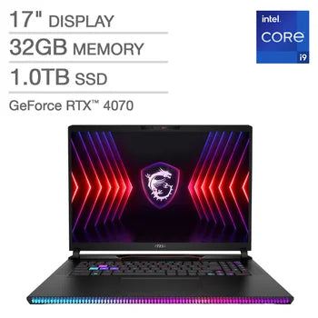 MSI Raider GE78 HX 17" Gaming Laptop - 14th Gen Intel Core i9-14900HX - GeForce RTX 4070 - QHD+ (2560 X 1600) 240Hz - Windows 11