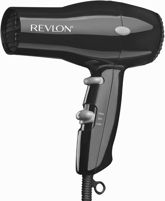 Revlon RVDR5034F Compact Hair Dryer, Lightweight, Multiple Heat/Speed Settings, Travel Friendly, Black