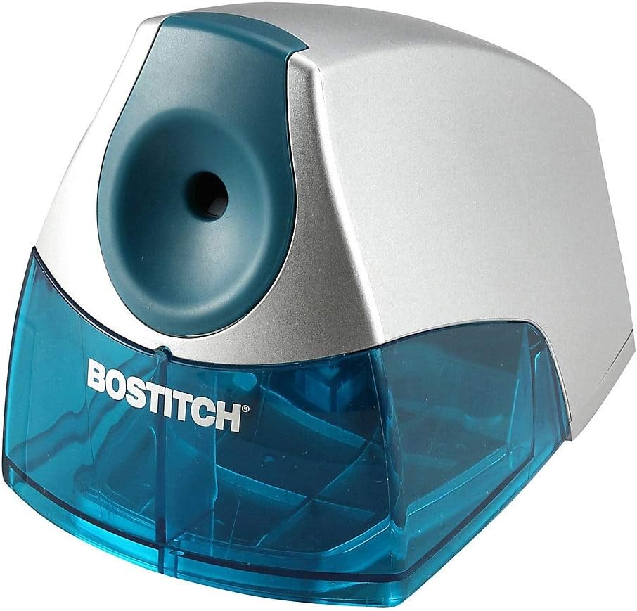 Bostitch Office Personal Electric Pencil Sharpener, Powerful Stall-Free Motor, High Capacity Shavings Tray, Blue