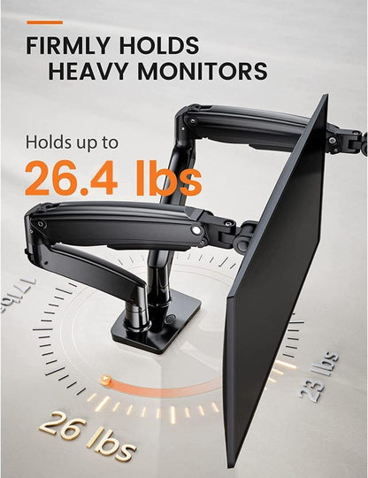 Ergear Dual Monitor Stand Mount, Ultrawide 13-35 Inch Height Adjustable Computer Screen Gas Spring Monitor Arm Desk Mount Full Motion, Each Arm Holds up to 26.4lbs