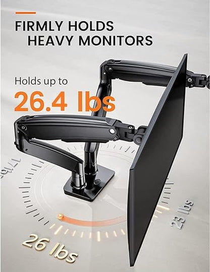 Ergear Dual Monitor Stand Mount, Ultrawide 13-35 Inch Height Adjustable Computer Screen Gas Spring Monitor Arm Desk Mount Full Motion, Each Arm Holds up to 26.4lbs