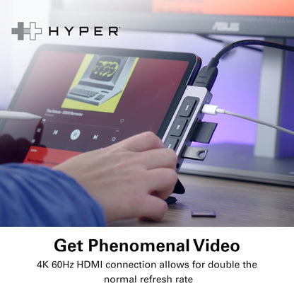 HyperDrive 6-in-1 USB-C Hub with Media Shortcut Buttons for iPad