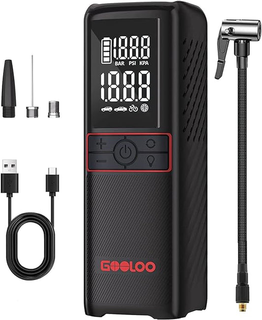 GOOLOO GT160 Tire Inflator Portable Air Compressor, 2X Faster 160PSI Portable Air Pump for Car Tires, Cordless Tire Pump with Digital Pressure Gauge for Cars, Bikes, Balls, Motorcycles,Auto-Shutoff