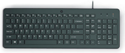 HP 150 Wired Keyboard - Full-Sized, Keyboard with Numeric Keypad - Silent-Touch Chiclet Keyboard - Ergonomic, Comfortable Design - USB Plug-and-Play Connectivity, LED Indicators (240J7AA, Black)