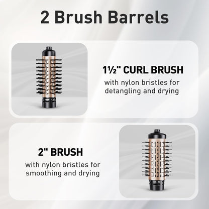 Beautimeter® 3-in-1 Hot Air Styler: Rotating Blow Dryer Brush with 2-Inch and 1.5-Inch Brushes