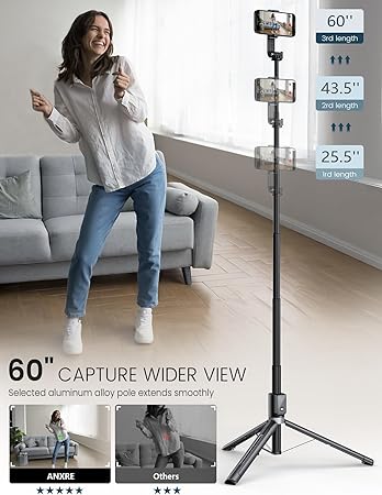 60" Ultimate Phone Tripod Selfie Stick Bundle