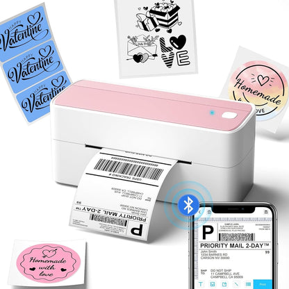 Phomemo Bluetooth Thermal Label Printer, 241BT 4X6 Wireless Shipping Label Printer for Small Business, Pink Label Printer for Shipping Package, Compatible with iPhone, Android, Amazon, Shopify, UPSP