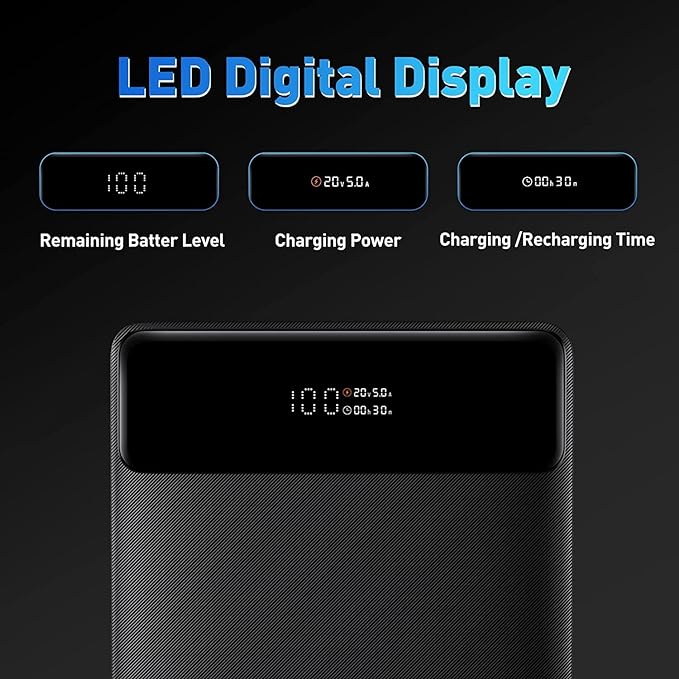 Baseus Laptop Power Bank, 100W Blade USB C Portable Laptop Charger, Super Fast Charging 20000mAh Slim Battery Pack for Laptop, MacBook Air, Dell, IPad, HP, iPhone, Samsung Galaxy, Switch, ROG Ally