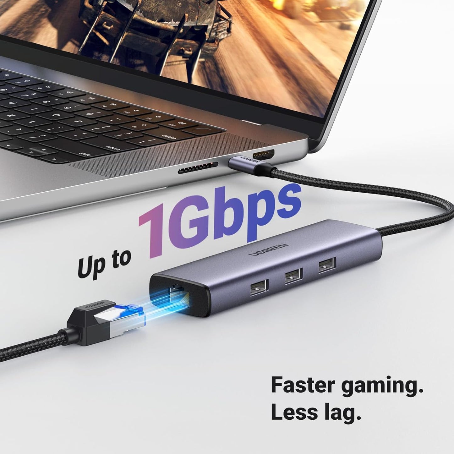 UGREEN Revodok 6 in 1 USB C Hub Gigabit Ethernet Adapter with 4K HDMI, 100W PD Charging, USB A Data Ports Compatible with Mac M1, M2, M3, iPad, iPhone 15 Pro/Pro Max, Steam Deck