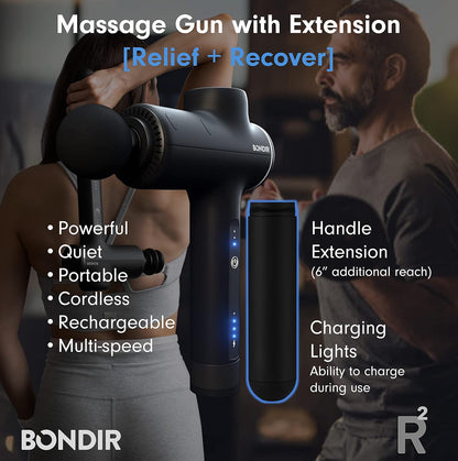 R2 Massage Gun - Percussion Deep Tissue Back Massager with Extension Handle