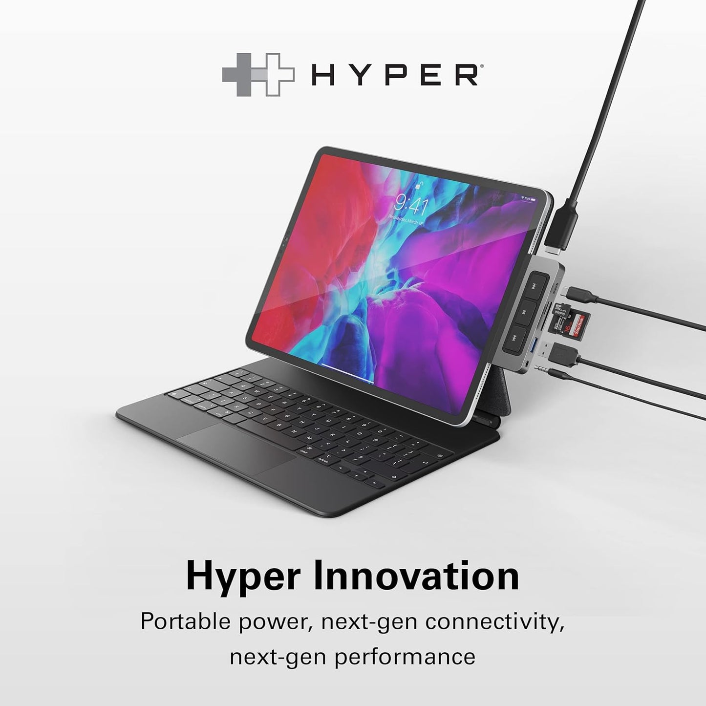 HyperDrive 6-in-1 USB-C Hub with Media Shortcut Buttons for iPad