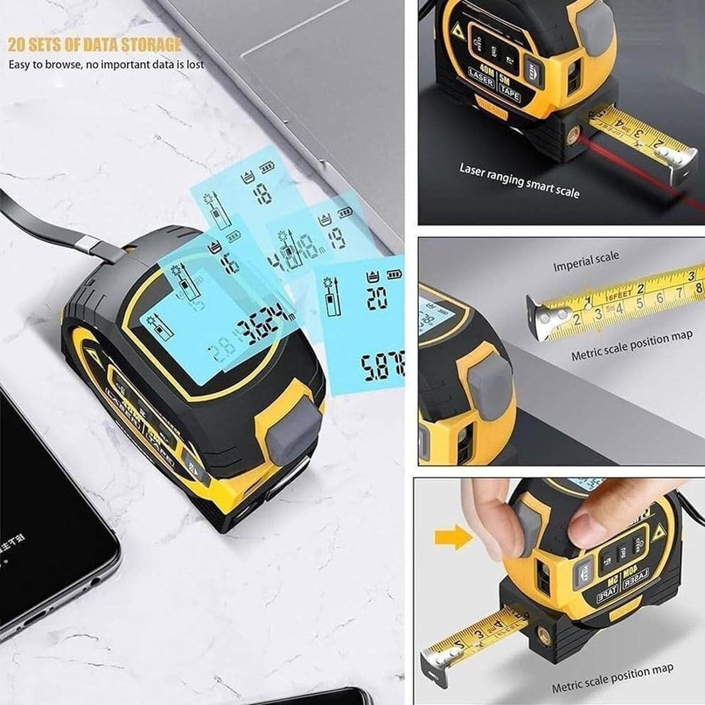 Tuwei 3-in-1 Infrared Laser Tape Measuring