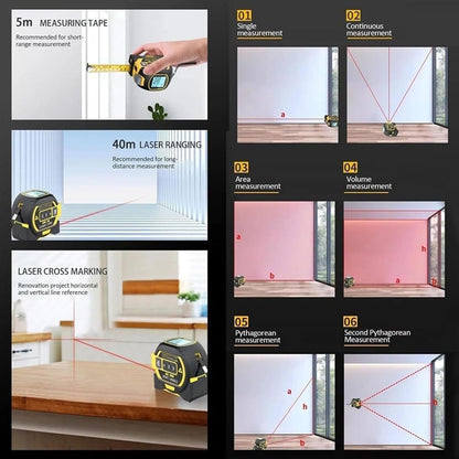 Tuwei 3-in-1 Infrared Laser Tape Measuring