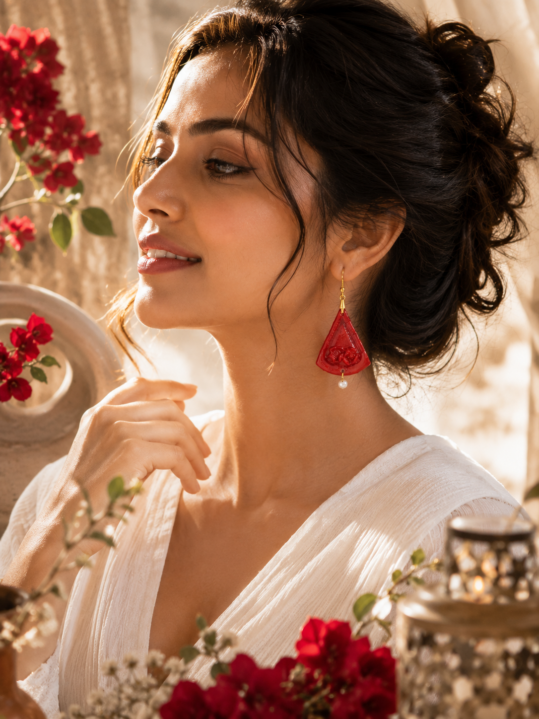 Ruby Petal Earrings