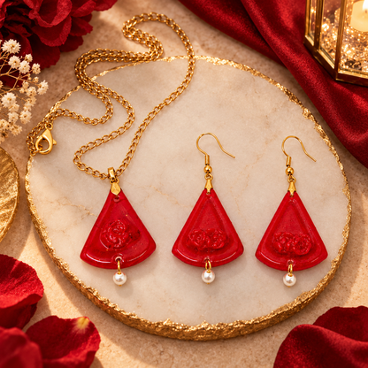 Ruby Petal Necklace Set