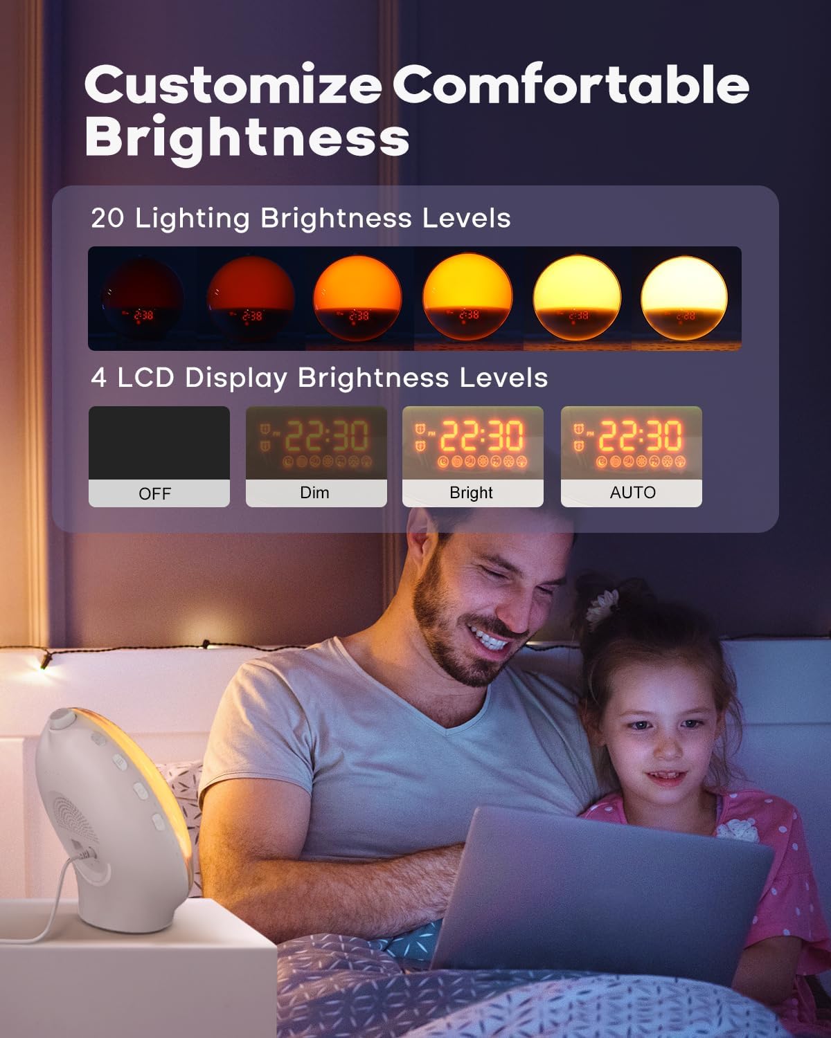 Dekala Sunrise Alarm Clock, Smart Wake Up Light, APP Control, Sunrise Sunset Simulation, Sleep Sound Machine, Dual Alarms, FM Radio, Natural Sounds, for Heavy Sleepers Adults Kids, Ideal Gift