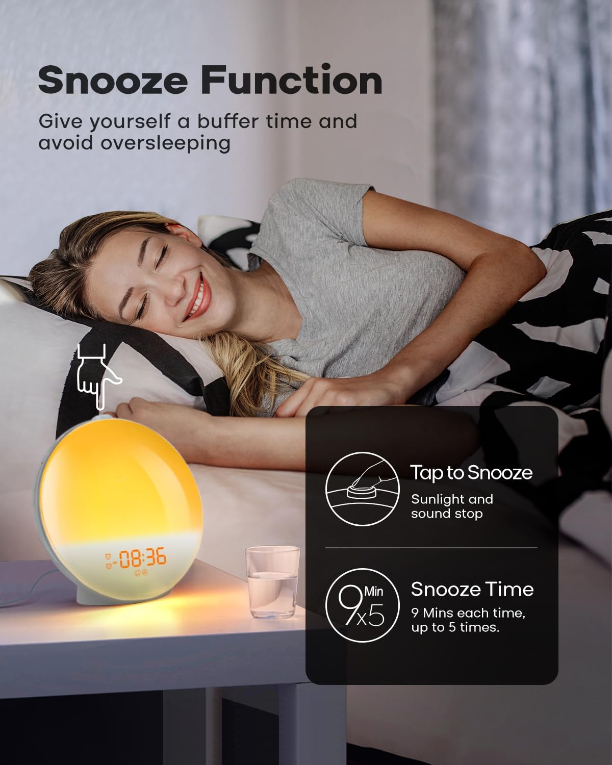 Dekala Sunrise Alarm Clock, Smart Wake Up Light, APP Control, Sunrise Sunset Simulation, Sleep Sound Machine, Dual Alarms, FM Radio, Natural Sounds, for Heavy Sleepers Adults Kids, Ideal Gift