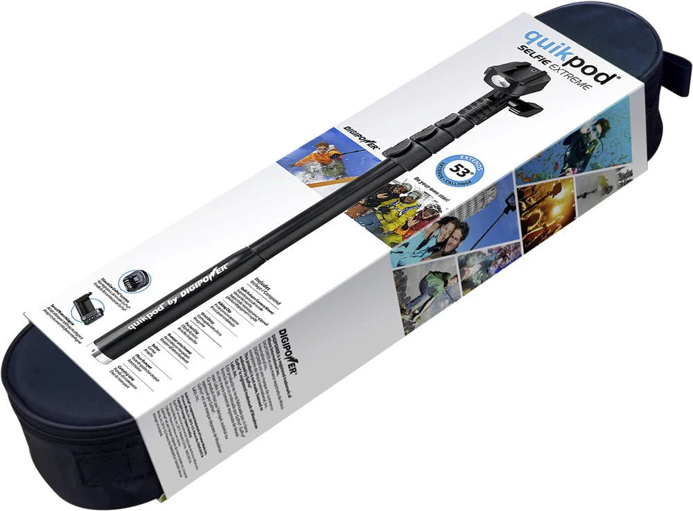 Digipower QuikPod Extreme 53 inch telescoping selfie stick with carrying case