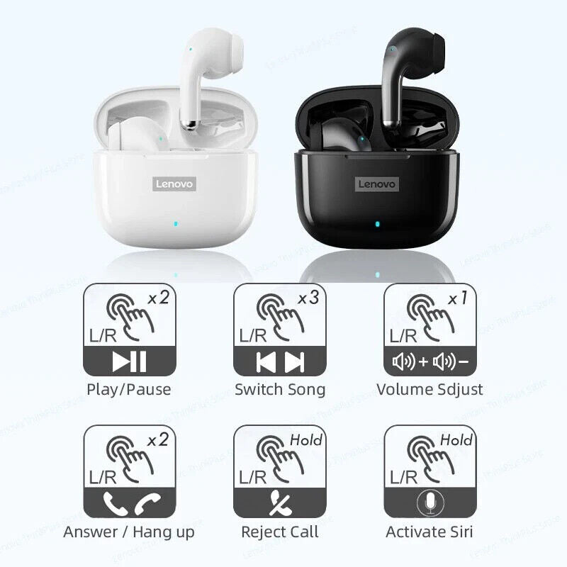 Lenovo LP40 True Wireless Bluetooth Earbuds with Touch Control